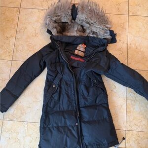 PARAJUMPERS Masterpiece black long Bear Down Fur Coat